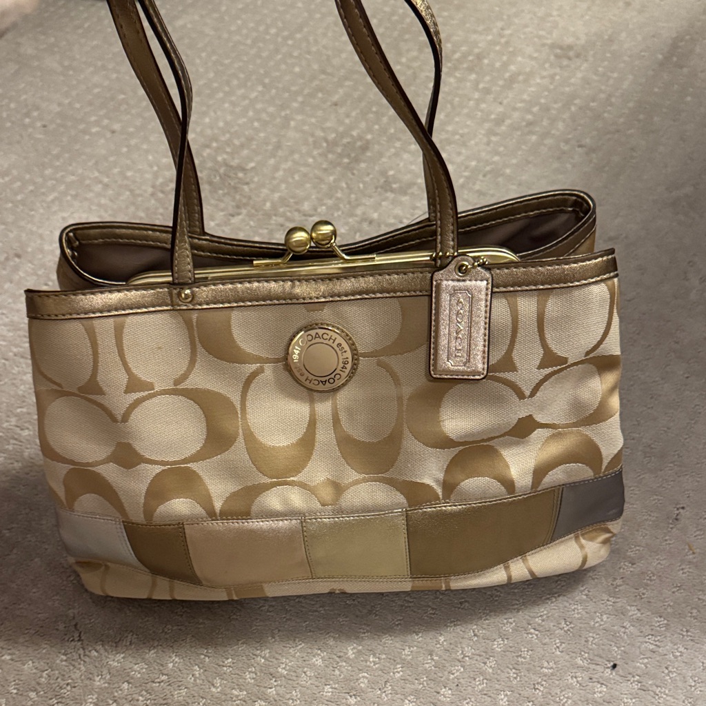 Coach Gold And Tan Shoulder Bag